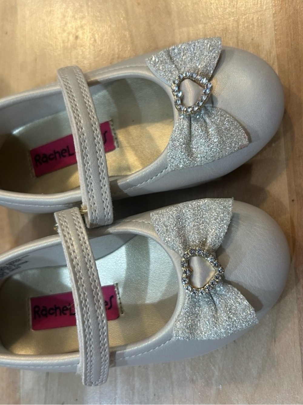 Rachel Shoes Silver Bow Heart Mary Jane Flats
